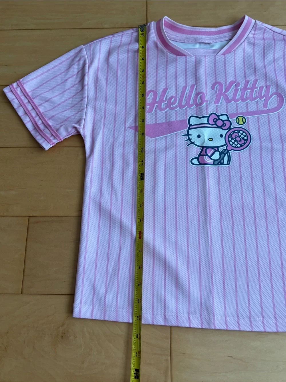 Sanrio Hello Kitty Pink Striped Tennis Graphic Short Sleeve Tee